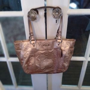 Coach gold leather tote